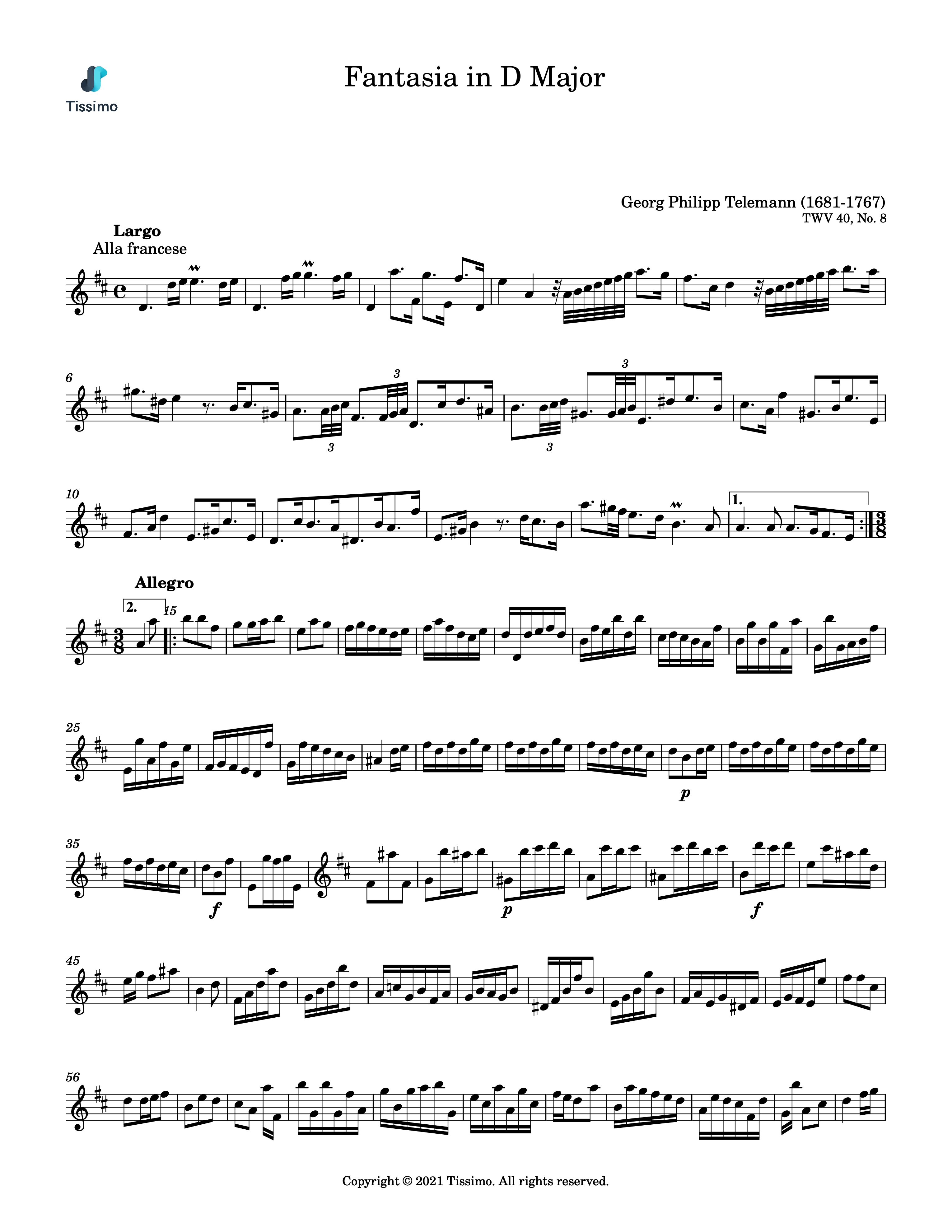 Fantasia in D Major, TWV 40, No. 8