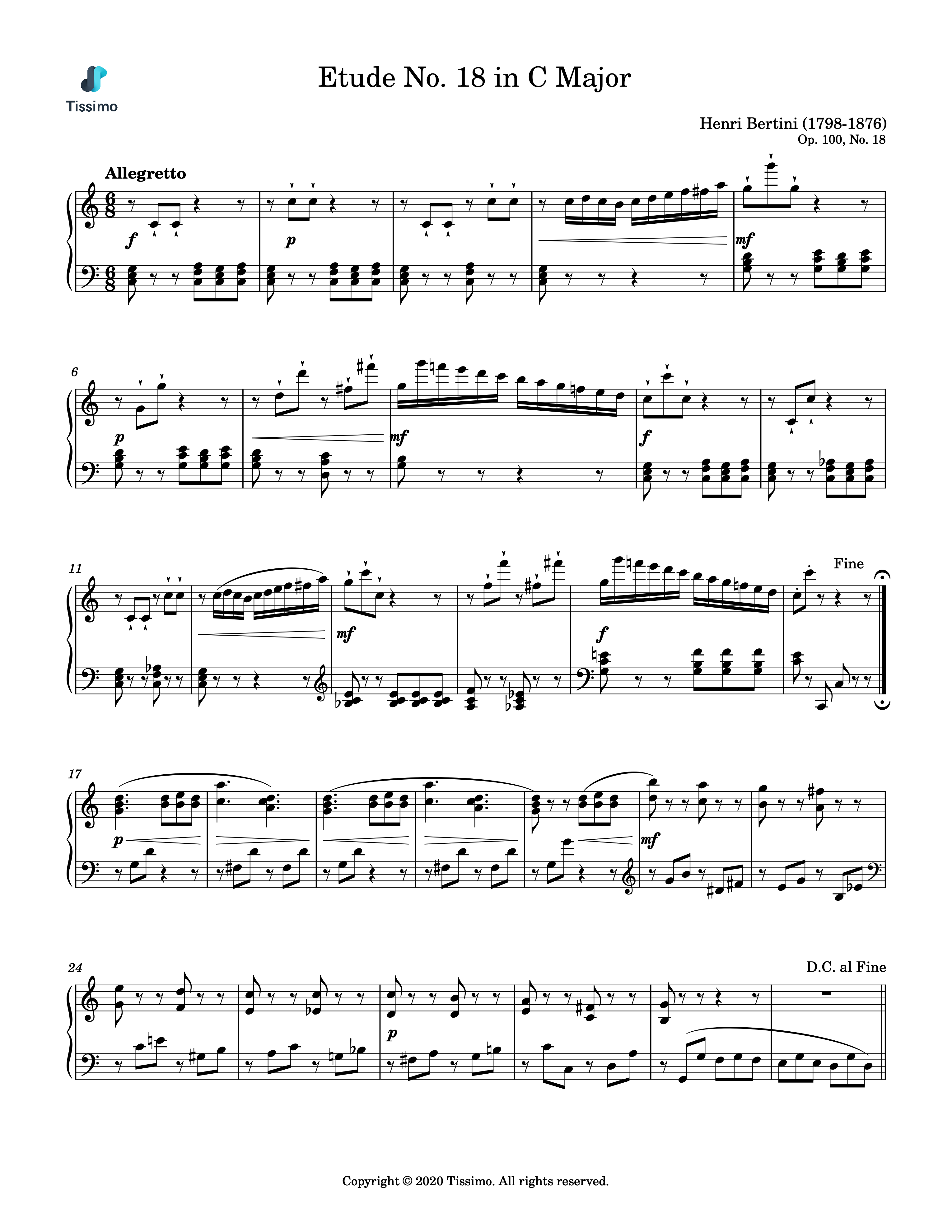 Etude in C Major, Op. 100, No. 18