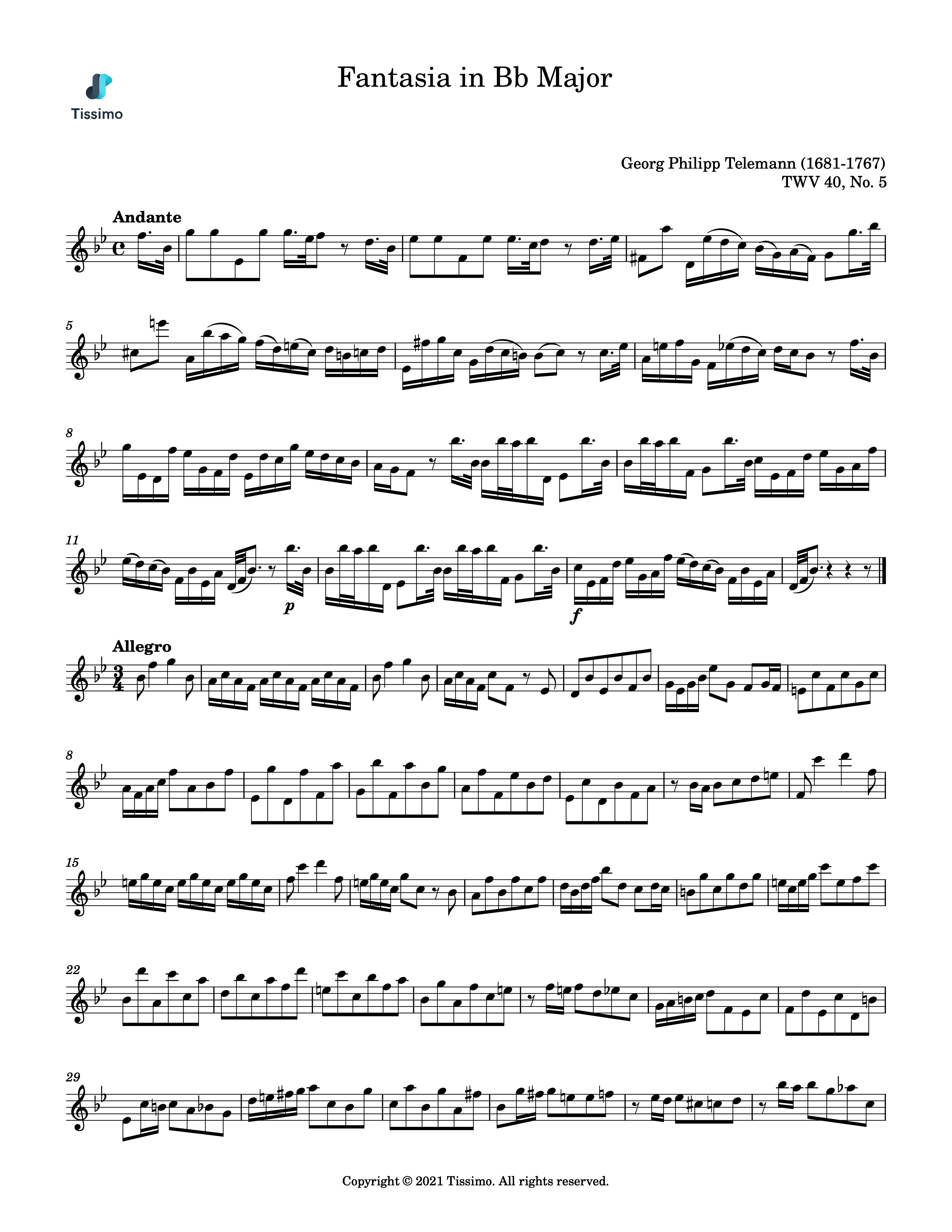 Fantasia in Bb Major, TWV 40, No. 5