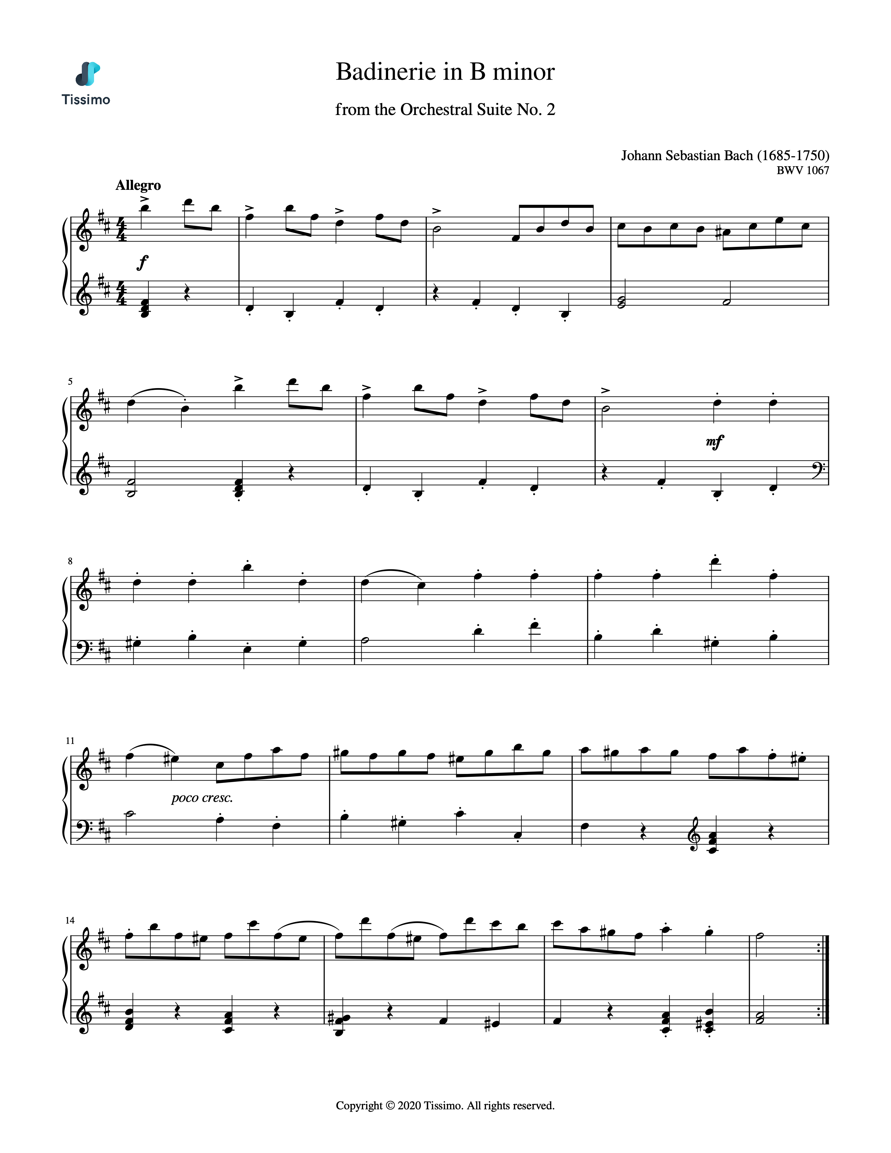 Sheet music preview for Badinerie in B minor, BWV 1067 by Johann Sebastian Bach