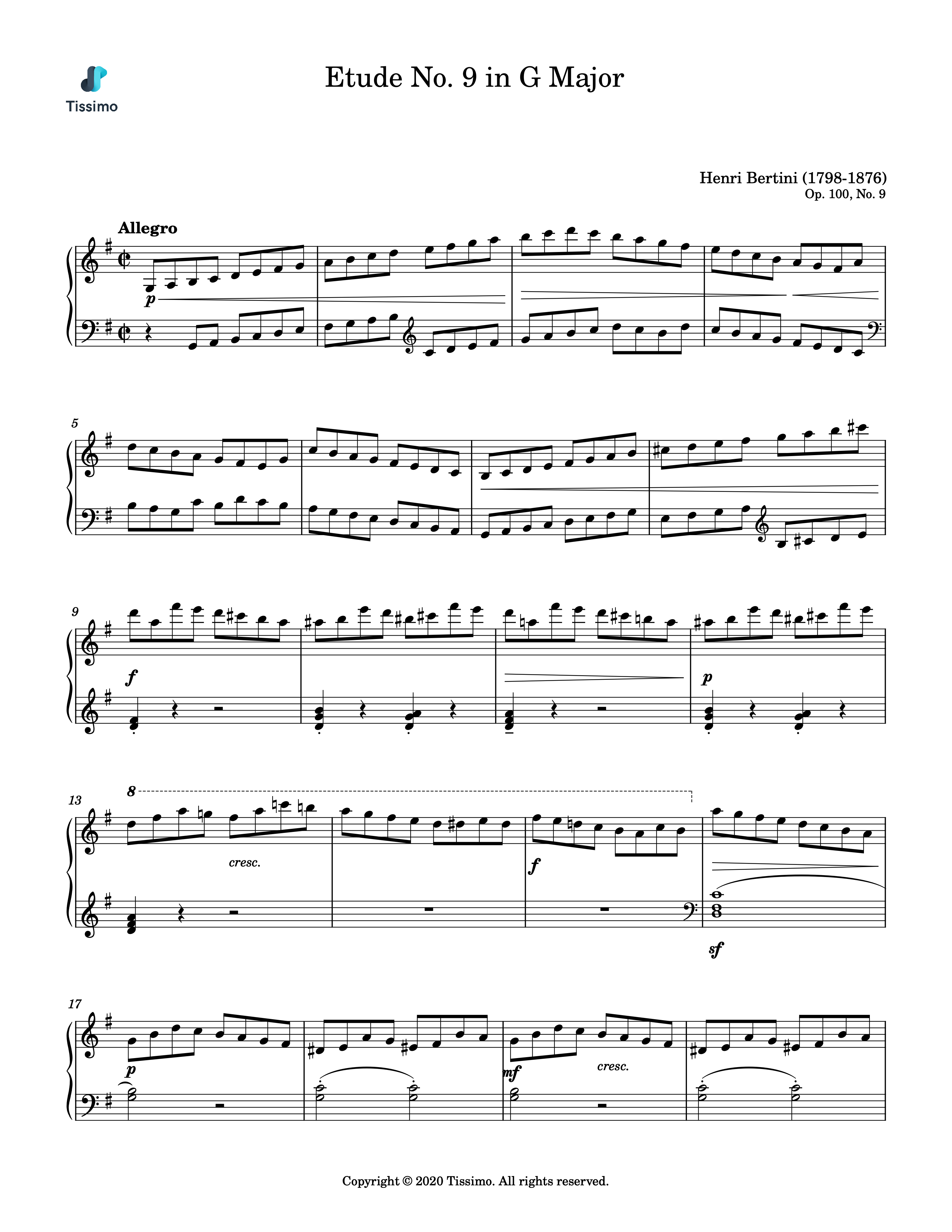 Etude in G Major, Op. 100, No. 9