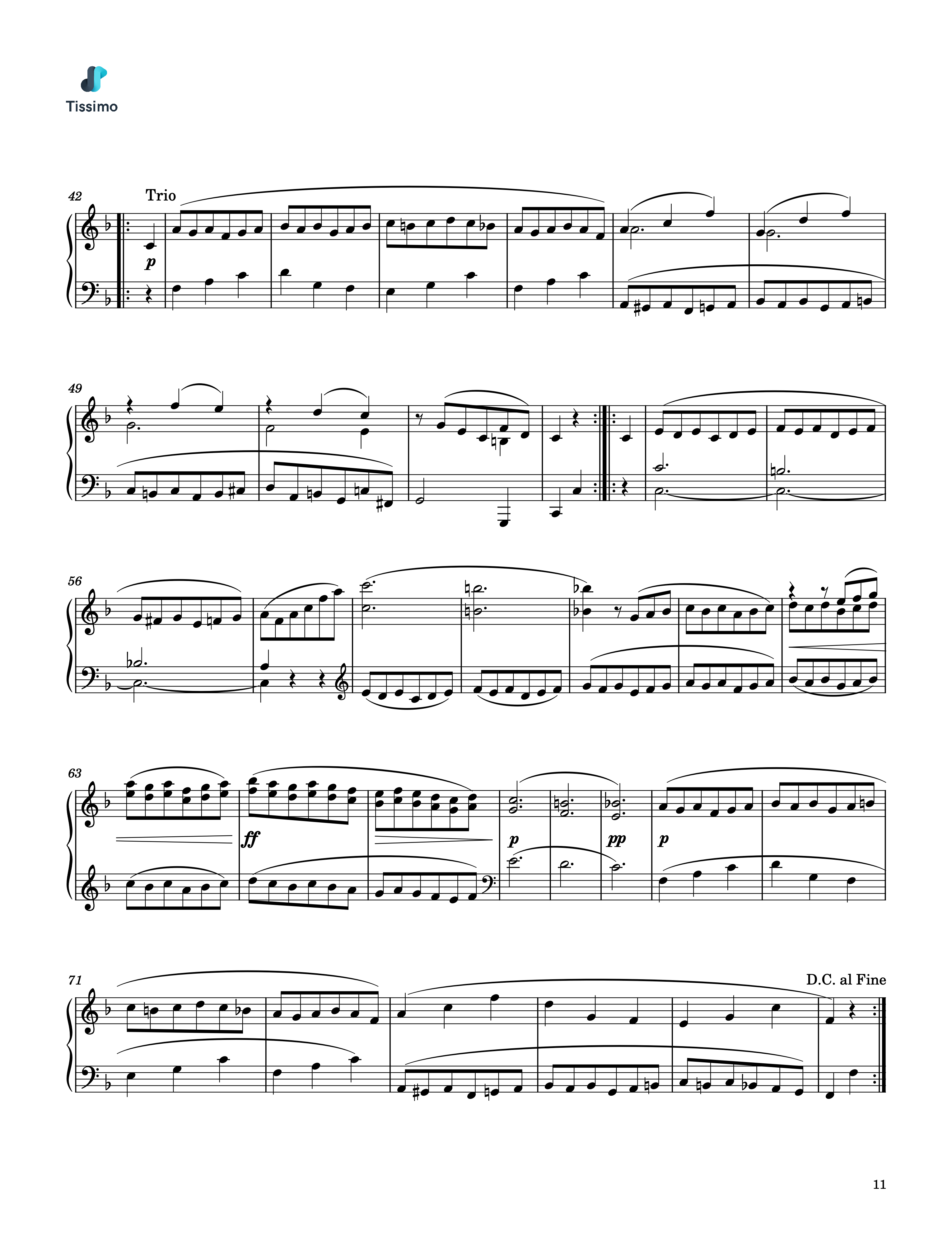 Sheet music preview for Sonata in F minor, Op. 2, No. 1 by Ludwig van Beethoven