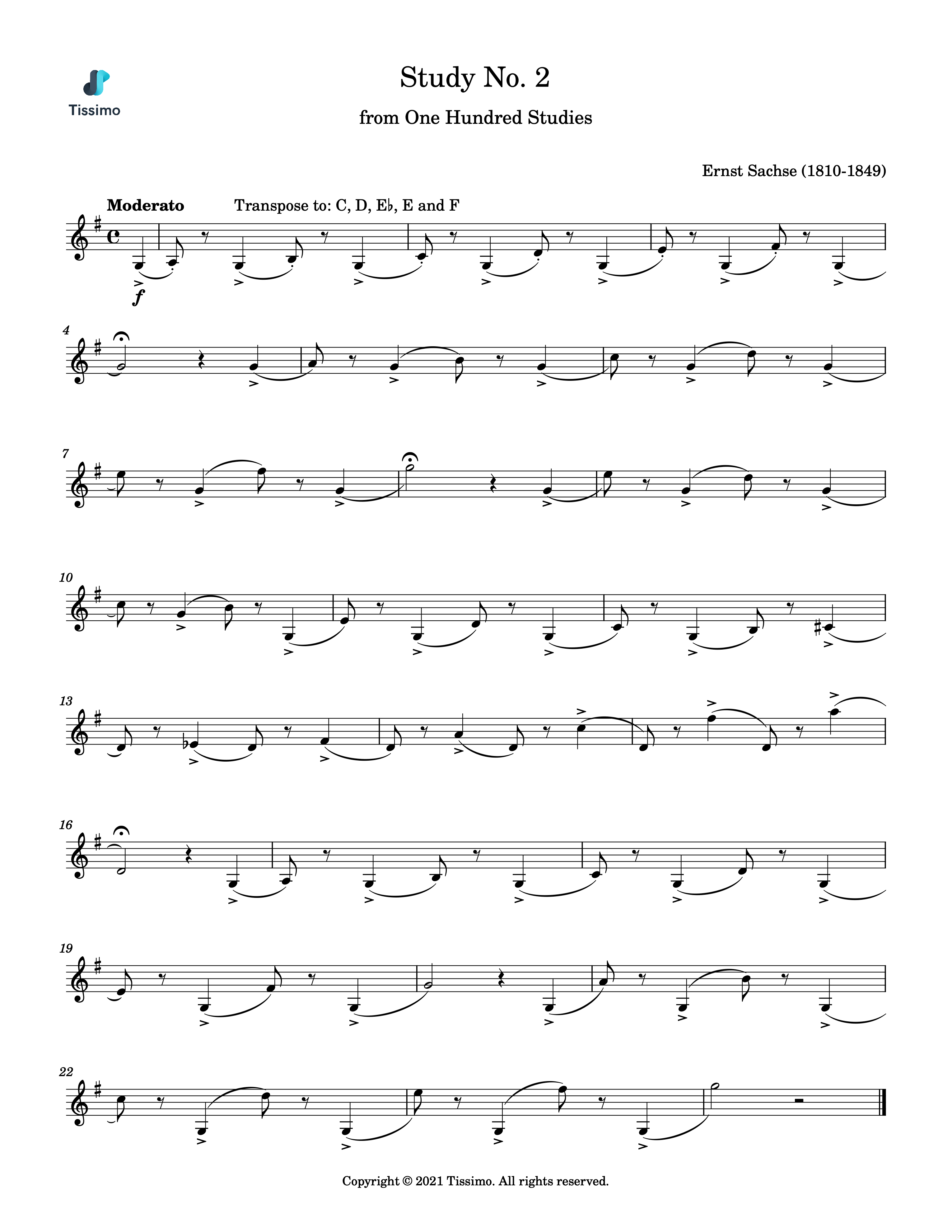 Sheet music preview for Study No. 2 (100 Studies) by Ernst Sachse