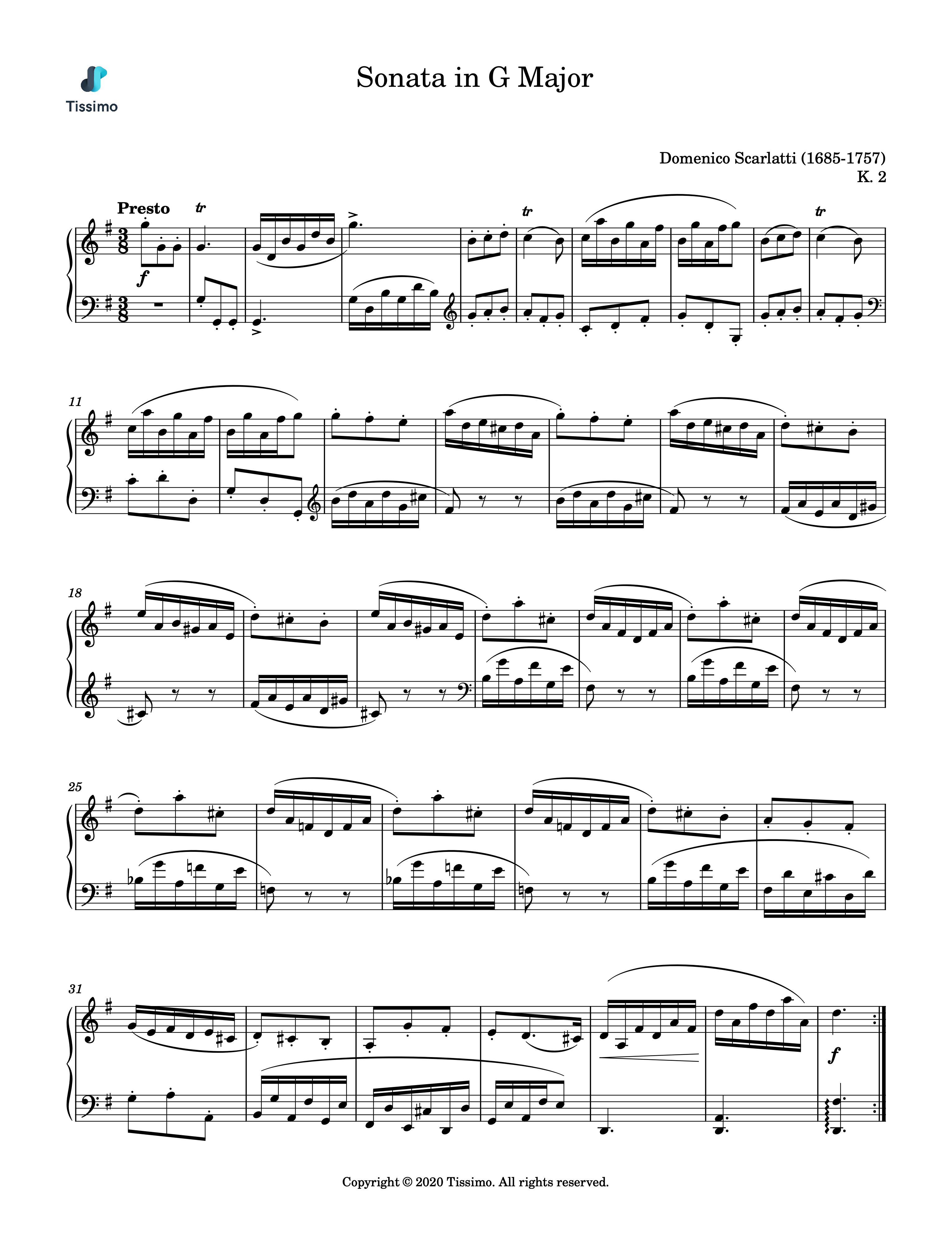 Sonata in G Major, K. 2