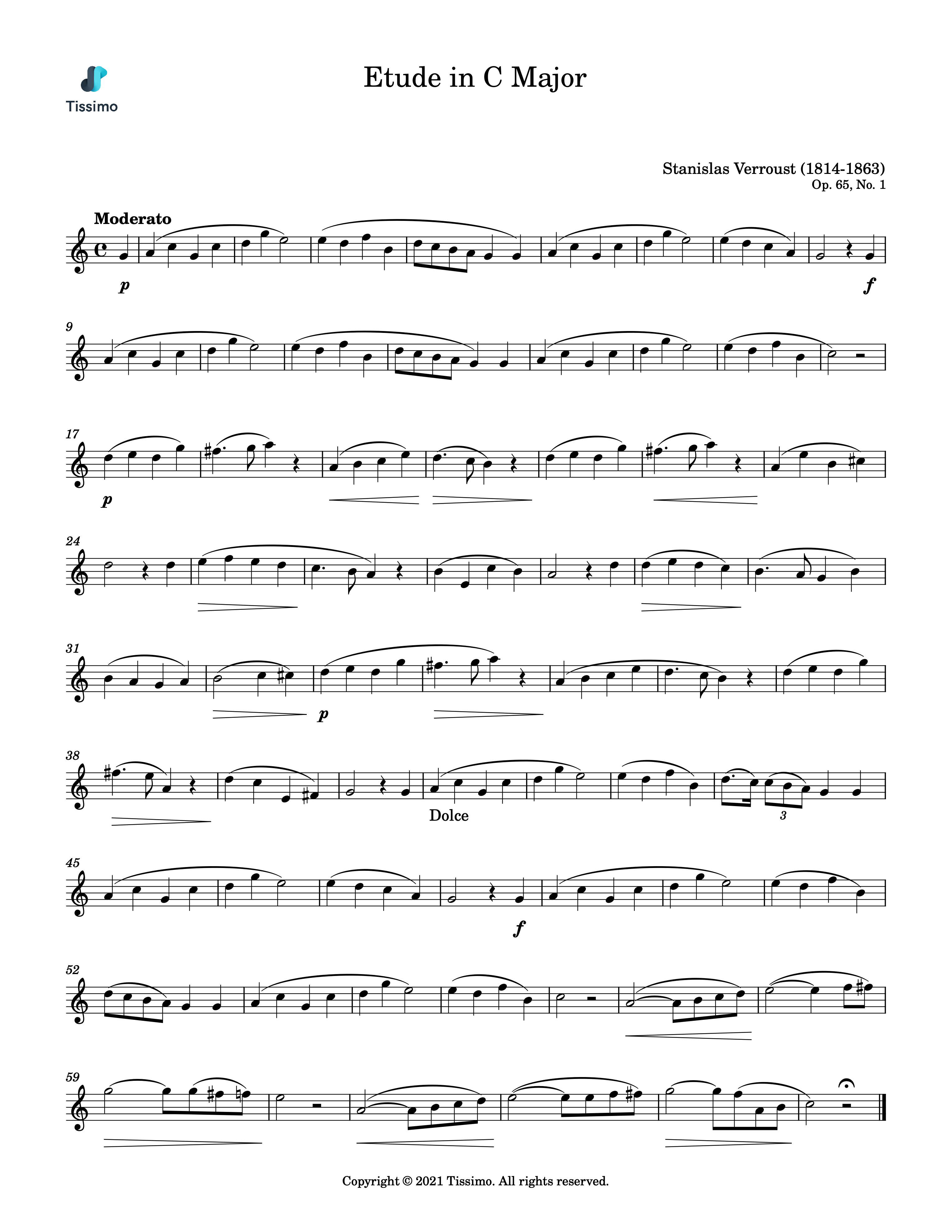 Sheet music preview for Etude in C Major, Op. 65, No. 1 by Stanislas Verroust