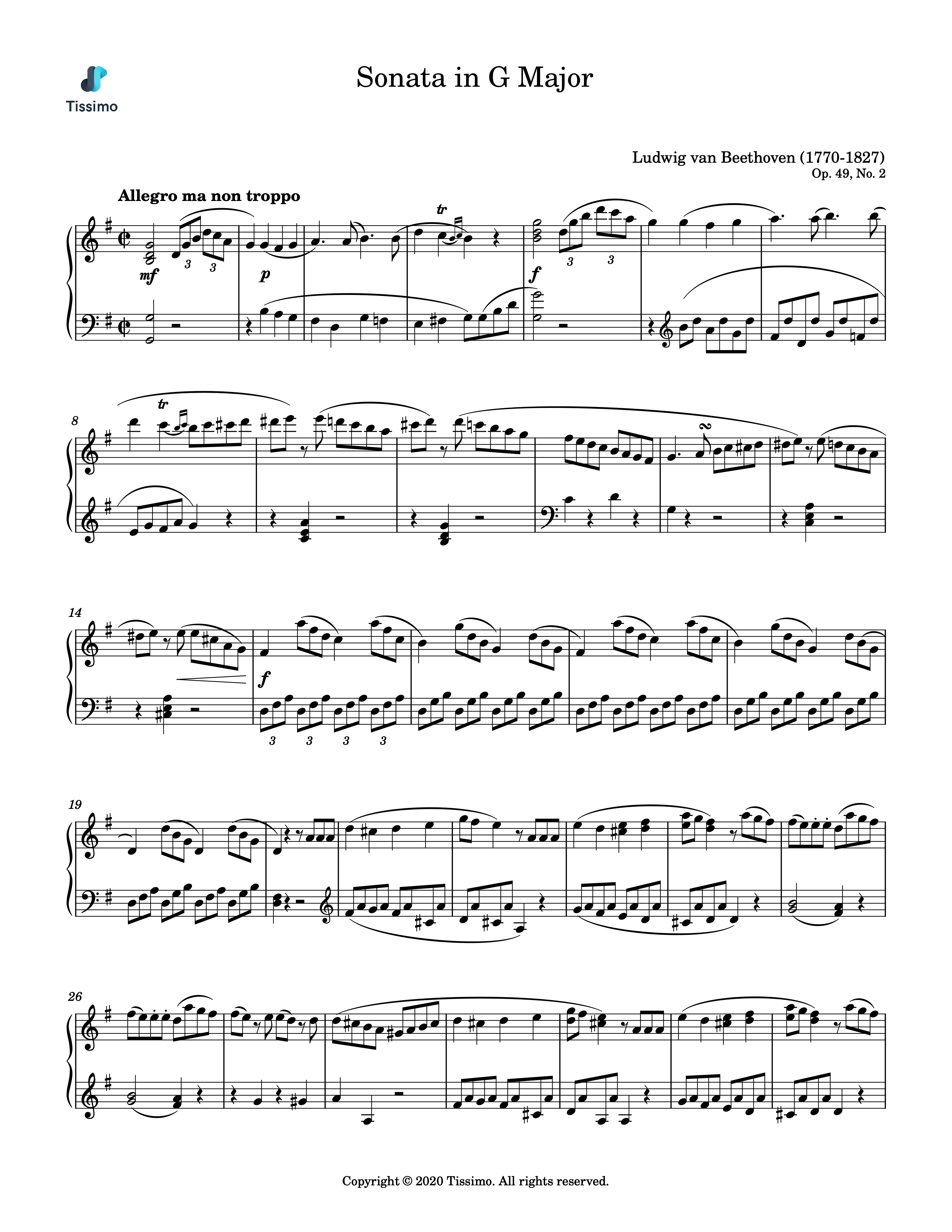 Sonata in G Major, Op. 49, No. 2