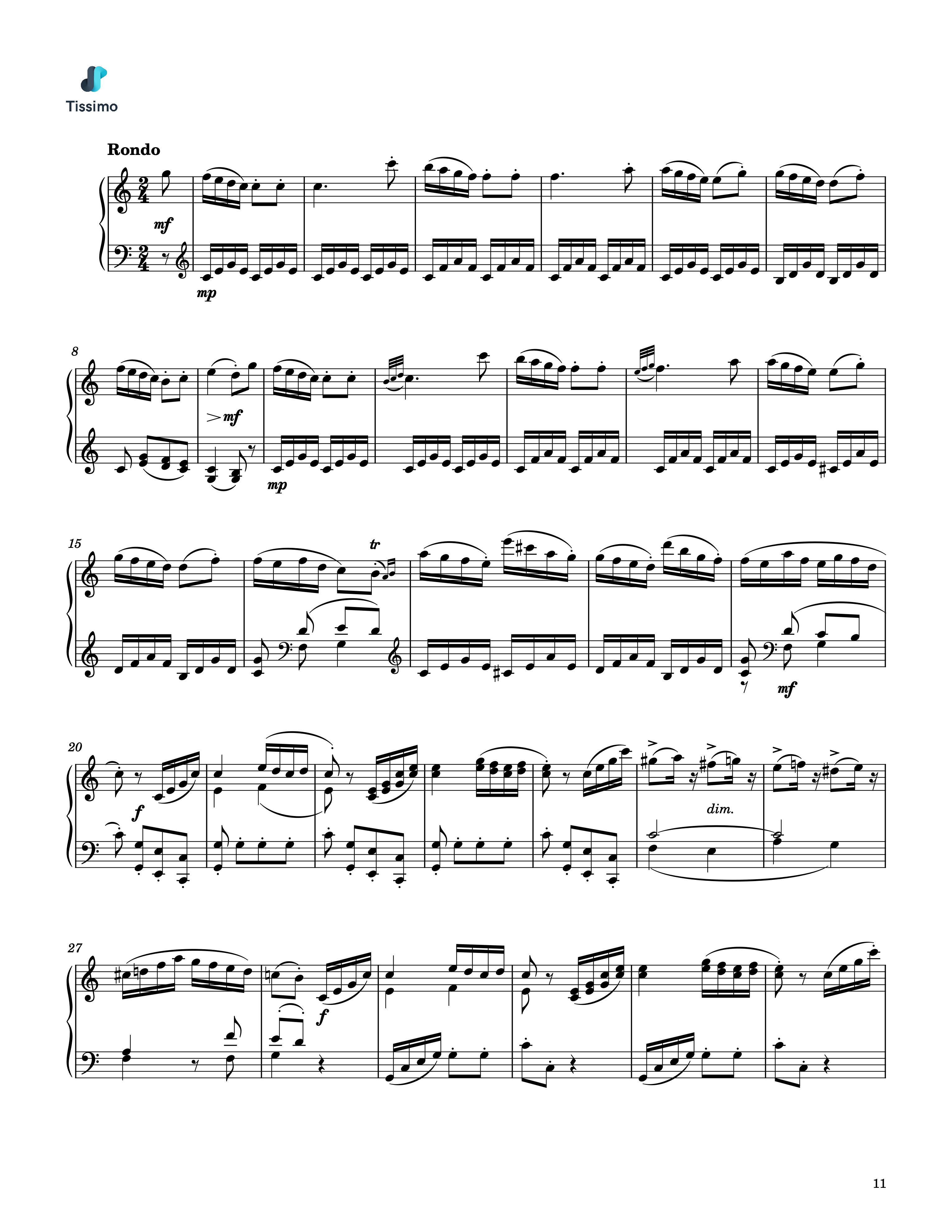 Sheet music preview for Sonata in C Major, K. 309 by Wolfgang Amadeus Mozart