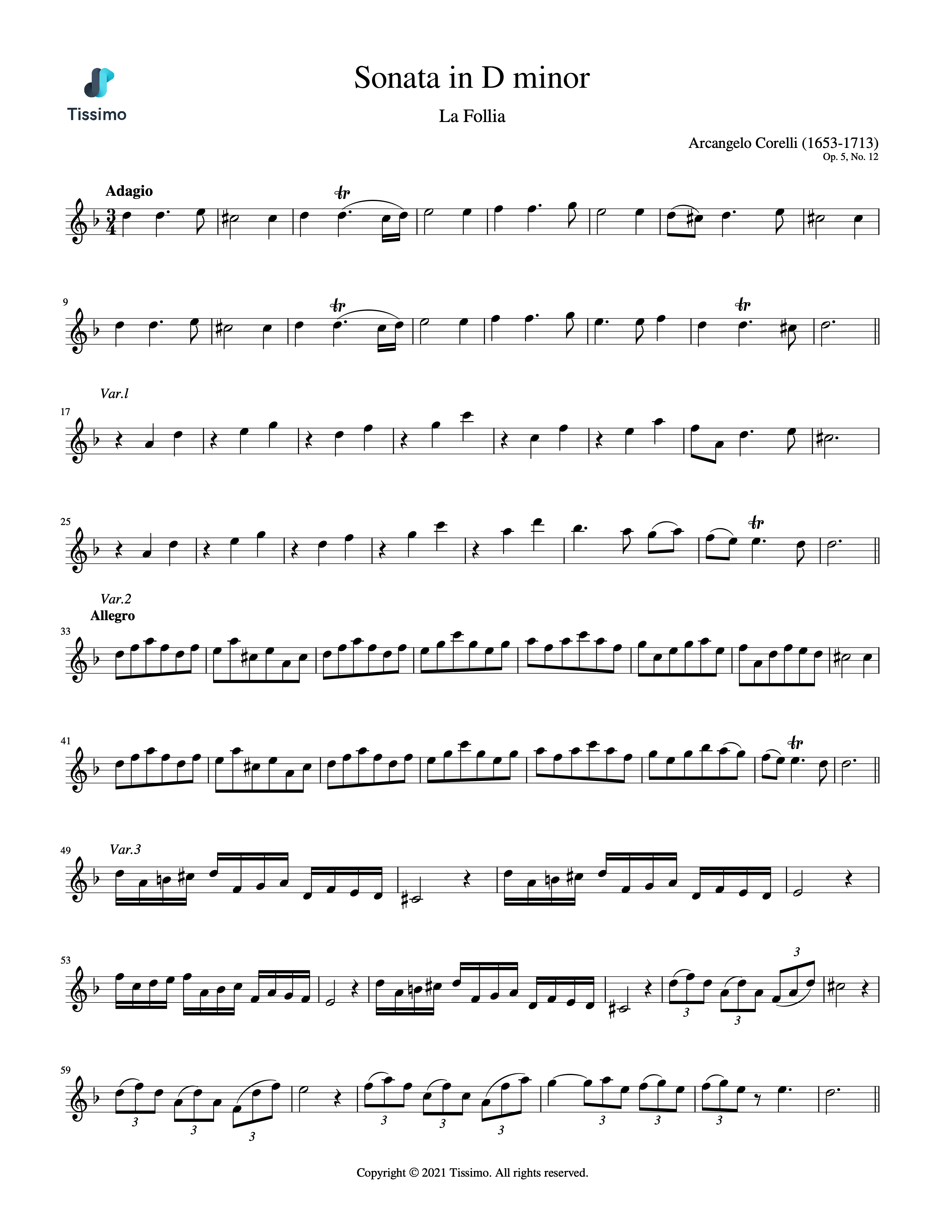 Sonata in D minor, Op. 5, No. 12 (La Follia)