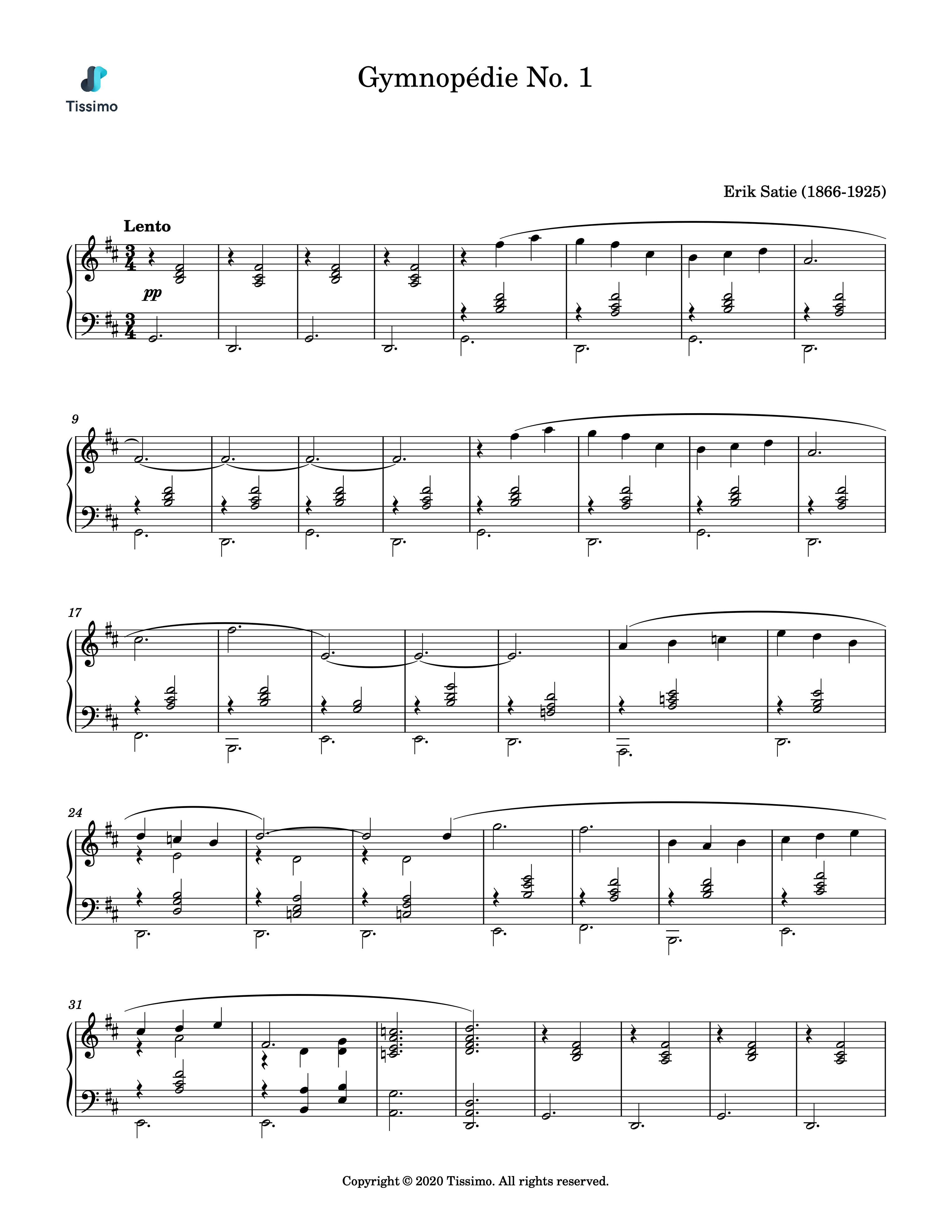 Sheet music preview for Gymnopedie No. 1 by Erik Satie