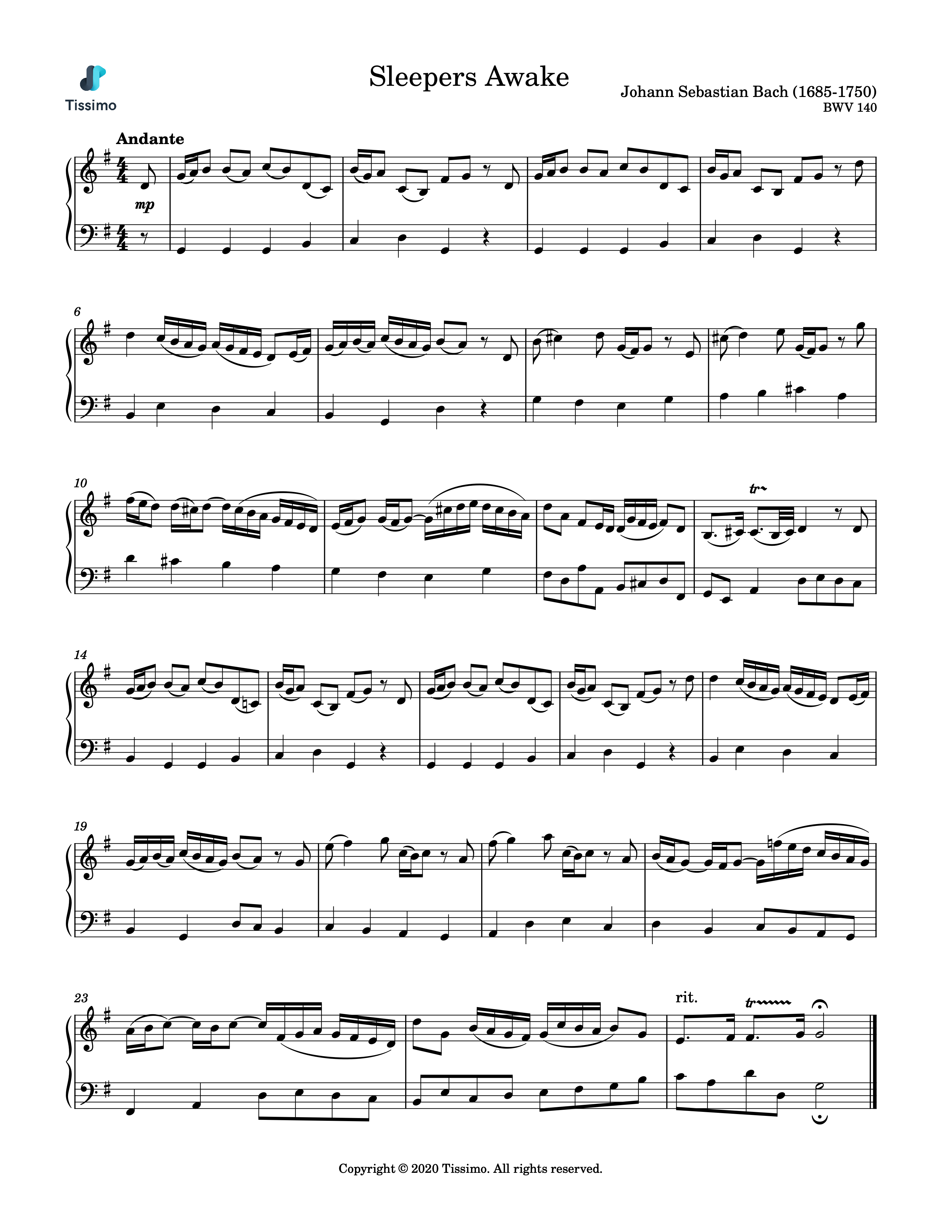 Sheet music preview for Sleepers Awake, BWV 140 by Johann Sebastian Bach