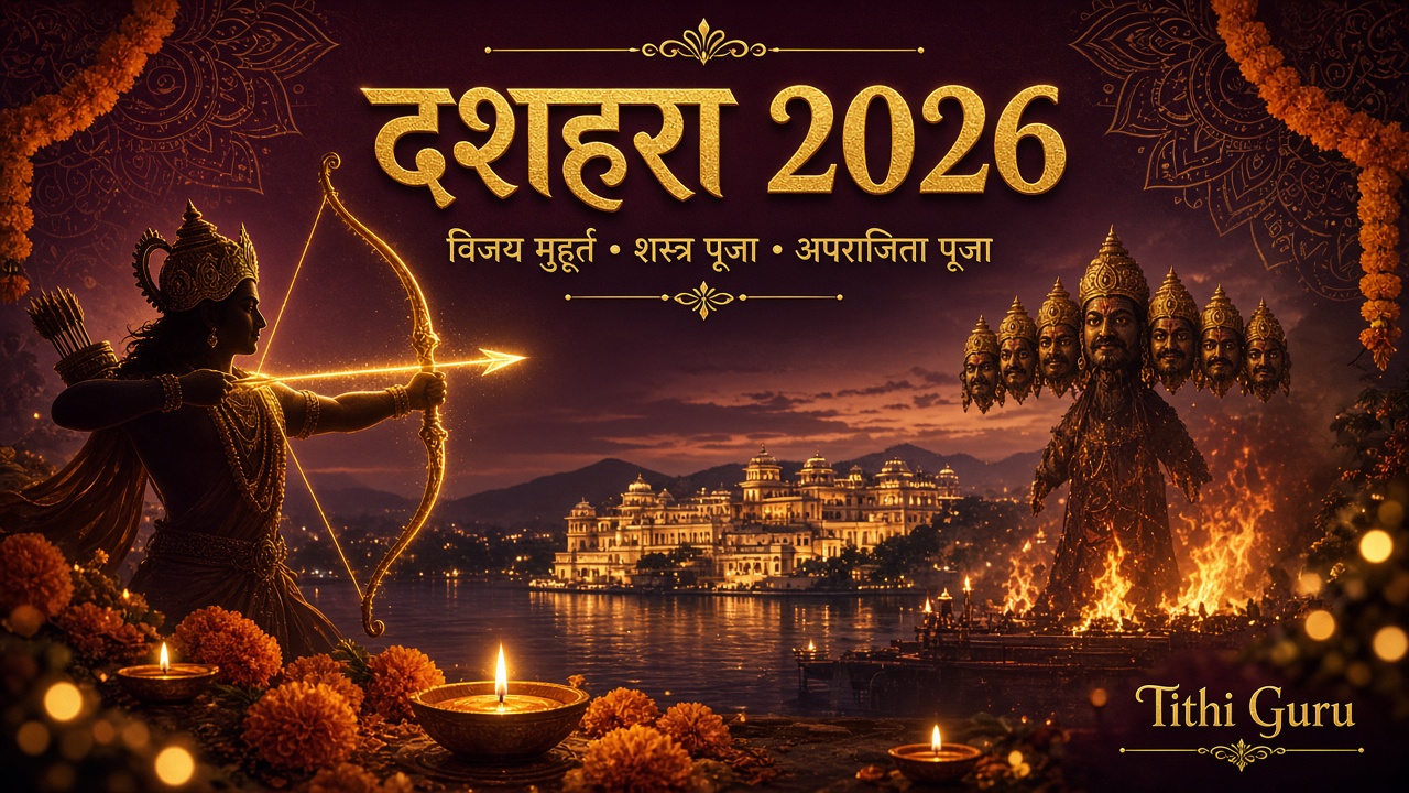 दशहरा 2026: विजय मुहूर्त, शस्त्र पूजा और अपराजिता पूजा विधि