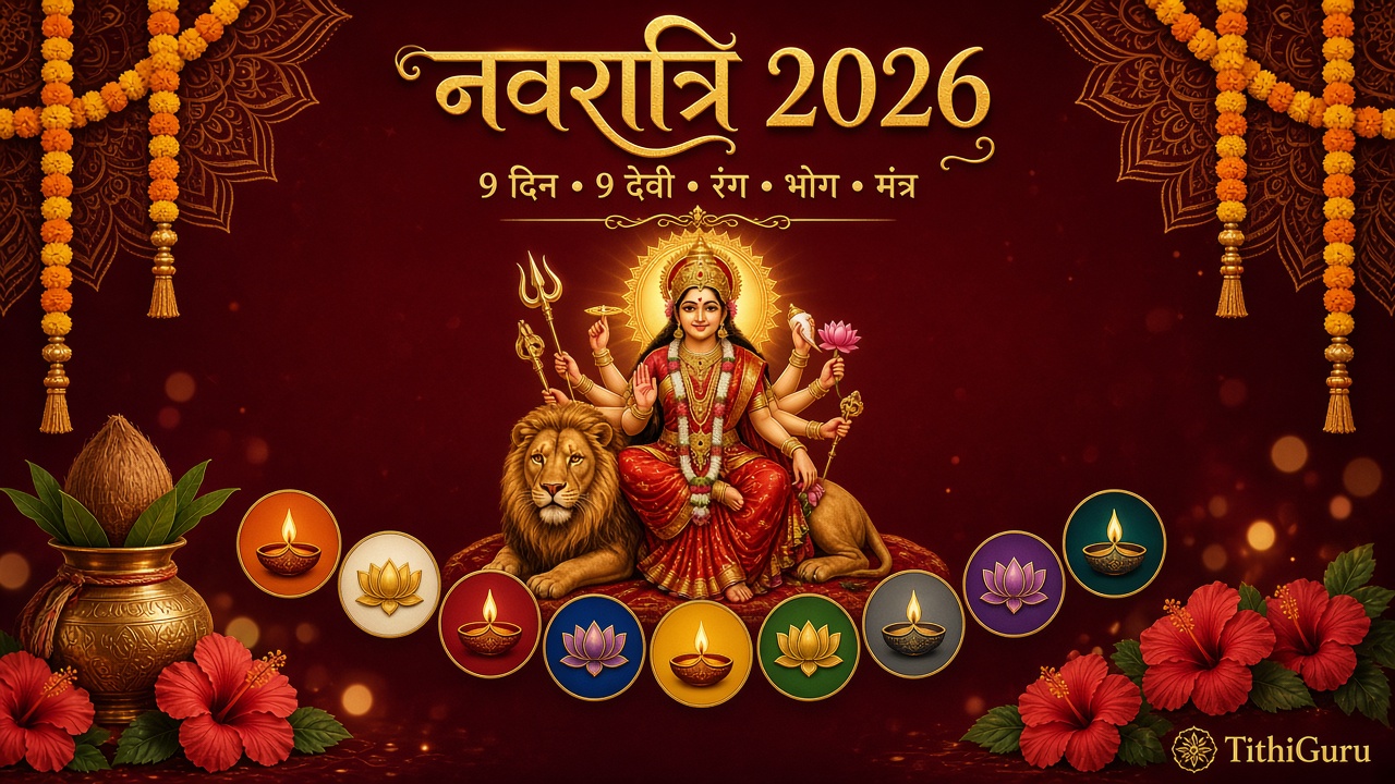 नवरात्रि 2026: 9 दिन, 9 देवी, रंग, भोग और मंत्र