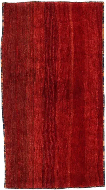 Handmade Persian rug of Gabbeh style in dimensions 156 centimeters length by 85 centimetres width with mainly Red colors
