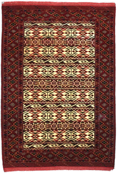 Handmade Persian rug of Turkoman style in dimensions 172 centimeters length by 114 centimetres width