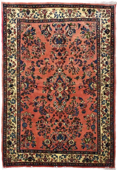 Handmade Persian rug in dimensions 158 centimeters length by 108 centimetres width