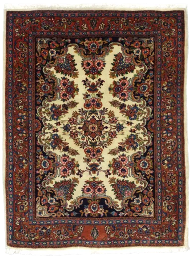 Handmade Persian rug in dimensions 145 centimeters length by 112 centimetres width