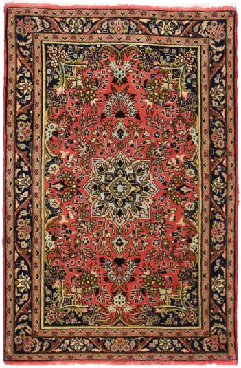 Handmade Persian rug of Hamadan style in dimensions 150 centimeters length by 100 centimetres width with mainly Red and Black colors