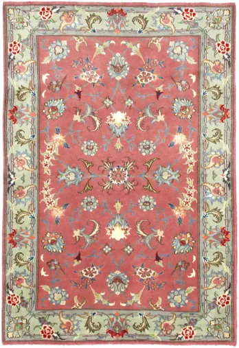 Handmade Persian rug of Tabriz style in dimensions 150 centimeters length by 98 centimetres width with mainly Pink colors