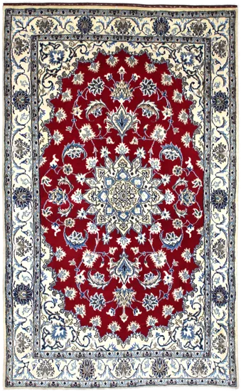 Handmade Persian rug of Nain style in dimensions 195 centimeters length by 115 centimetres width with mainly Red and Blue colors