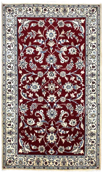 Handmade Persian rug of Nain style in dimensions 200 centimeters length by 118 centimetres width with mainly Red and Blue colors