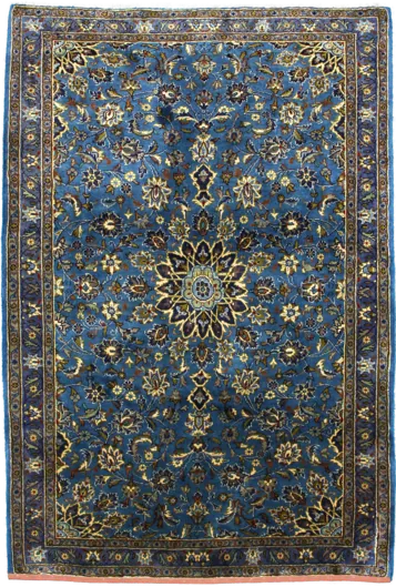 Handmade Persian rug in dimensions 186 centimeters length by 126 centimetres width with mainly Blue and Yellow colors