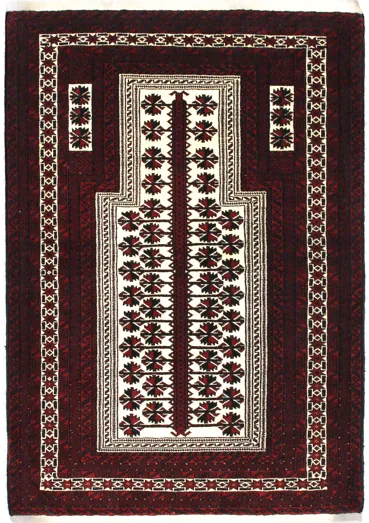 Handmade Persian rug of Turkoman style in dimensions 158 centimeters length by 106 centimetres width with mainly Red and Black colors