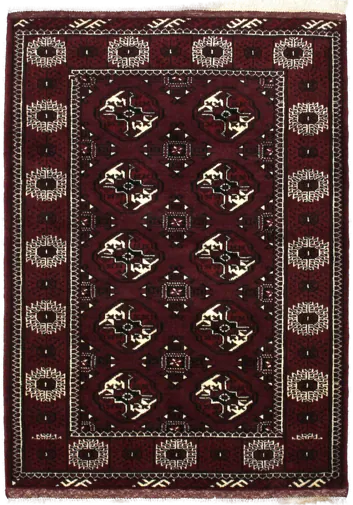 Handmade Persian rug of Turkoman style in dimensions 146 centimeters length by 100 centimetres width with mainly Beige and Brown colors