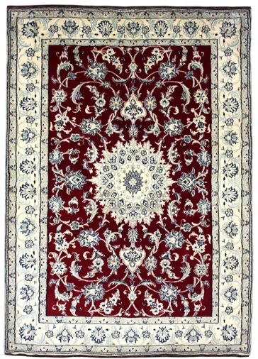 Handmade Persian rug of Nain style in dimensions 240 centimeters length by 170 centimetres width with mainly Red and Blue colors