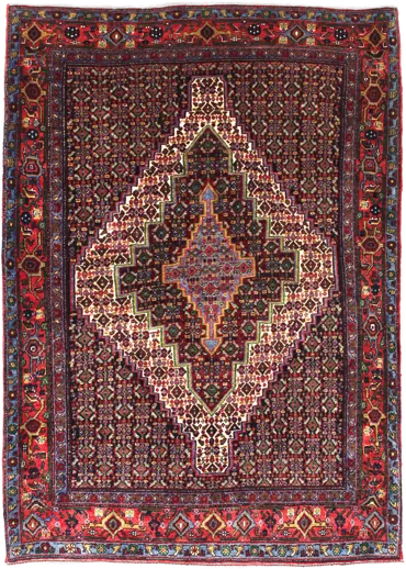 Handmade Persian rug in dimensions 182 centimeters length by 130 centimetres width with mainly Colorful and Red colors