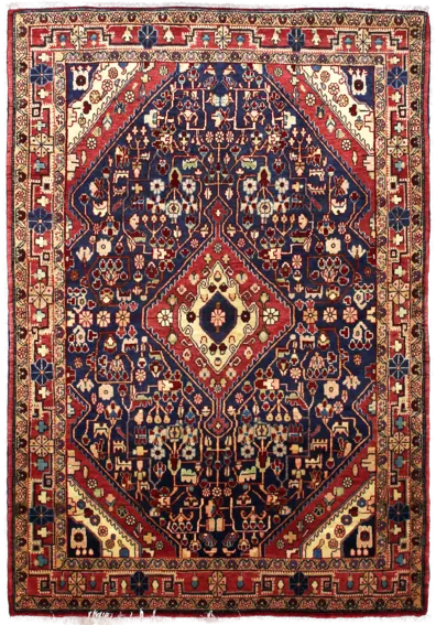 Handmade Persian rug in dimensions 163 centimeters length by 114 centimetres width with mainly Beige and Red colors