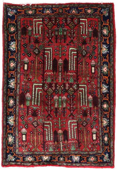Handmade Persian rug in dimensions 162 centimeters length by 112 centimetres width with mainly Red colors