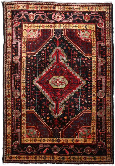 Handmade Persian rug in dimensions 160 centimeters length by 113 centimetres width with mainly Red and Brown colors