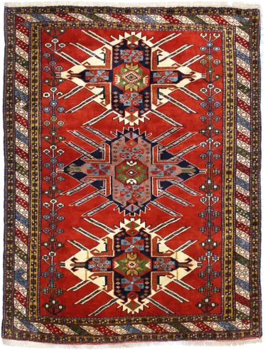 Handmade Persian rug in dimensions 170 centimeters length by 130 centimetres width with mainly Beige and Red colors