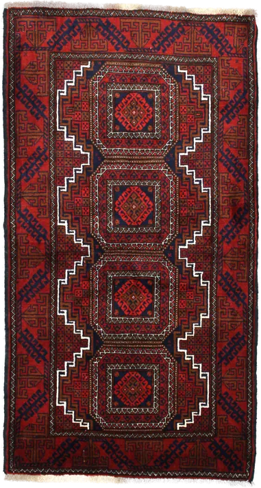 Handmade Persian rug of Turkoman style in dimensions 162 centimeters length by 87 centimetres width with mainly Red and Blue colors