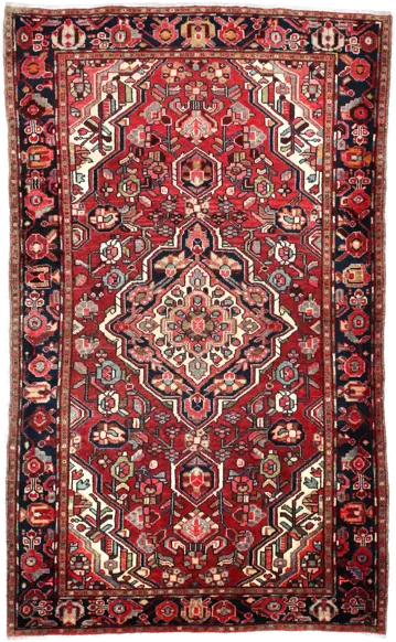 Handmade Persian rug of Bakhtiari style in dimensions 202 centimeters length by 123 centimetres width with mainly Red and Blue colors
