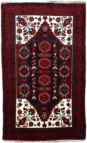 Handmade Persian rug in dimensions 170 centimeters length by 103 centimetres width with mainly Red and Black colors