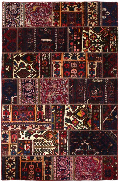 Handmade Persian rug of Patchwork style in dimensions 210 centimeters length by 139 centimetres width
