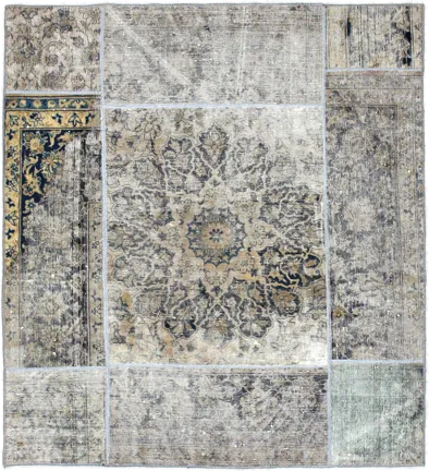Handmade Persian rug of Patchwork style in dimensions 178 centimeters length by 160 centimetres width