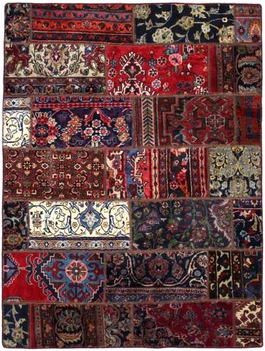 Handmade Persian rug of Patchwork style in dimensions 202 centimeters length by 152 centimetres width