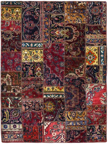 Handmade Persian rug of Patchwork style in dimensions 200 centimeters length by 150 centimetres width