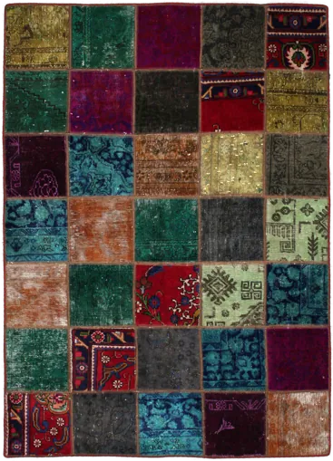 Handmade Persian rug of Patchwork style in dimensions 210 centimeters length by 152 centimetres width
