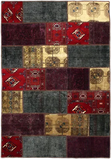 Handmade Persian rug of Patchwork style in dimensions 213 centimeters length by 150 centimetres width