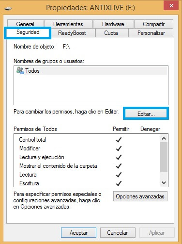 Configuracón de seguridad de la memoria usb - TMEC