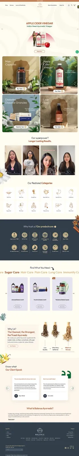 Balance Ayurveda Full Website Screenshot