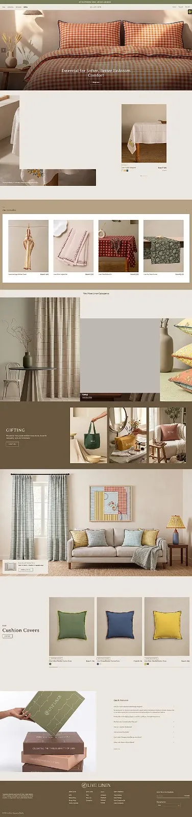 Live Linen Full Website Screenshot