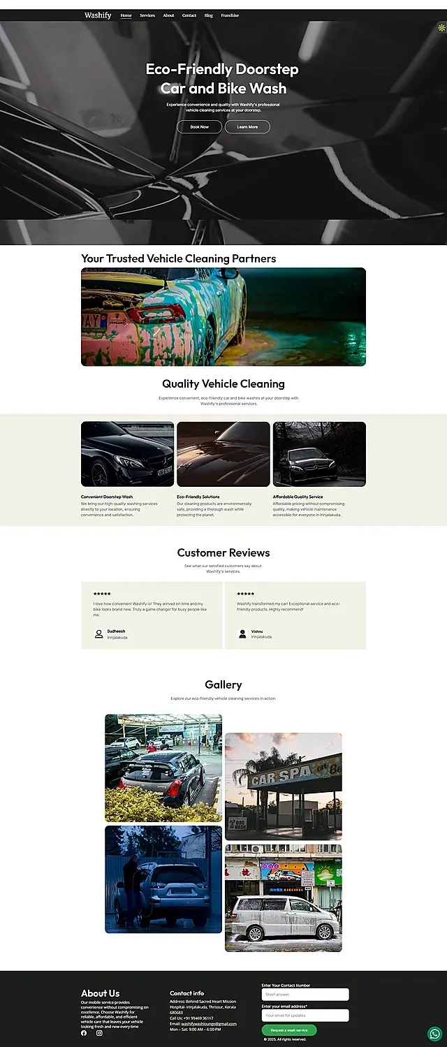 Washify Full Website Screenshot