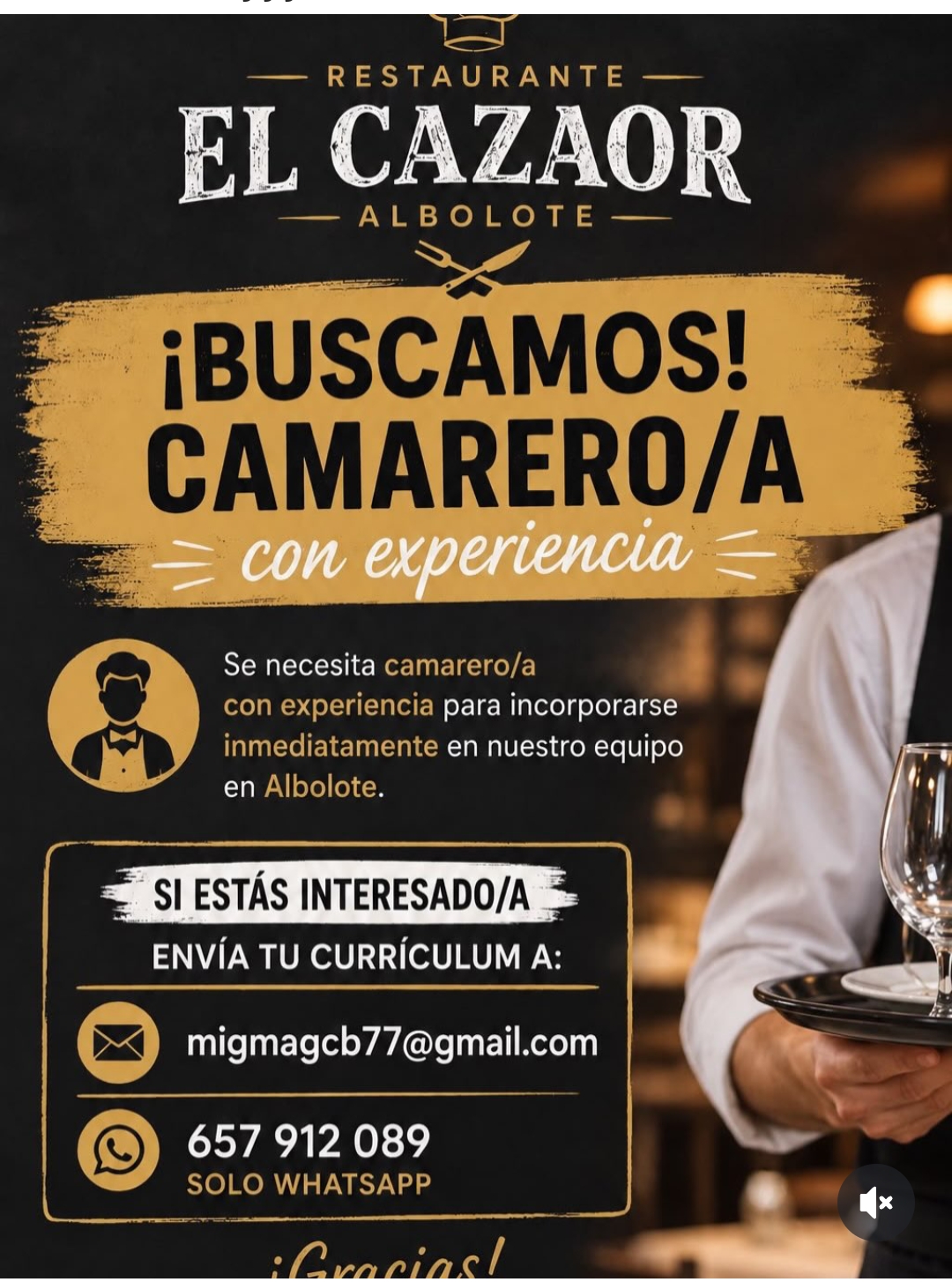 Camarero/a con experiencia – Incorporación inmediata