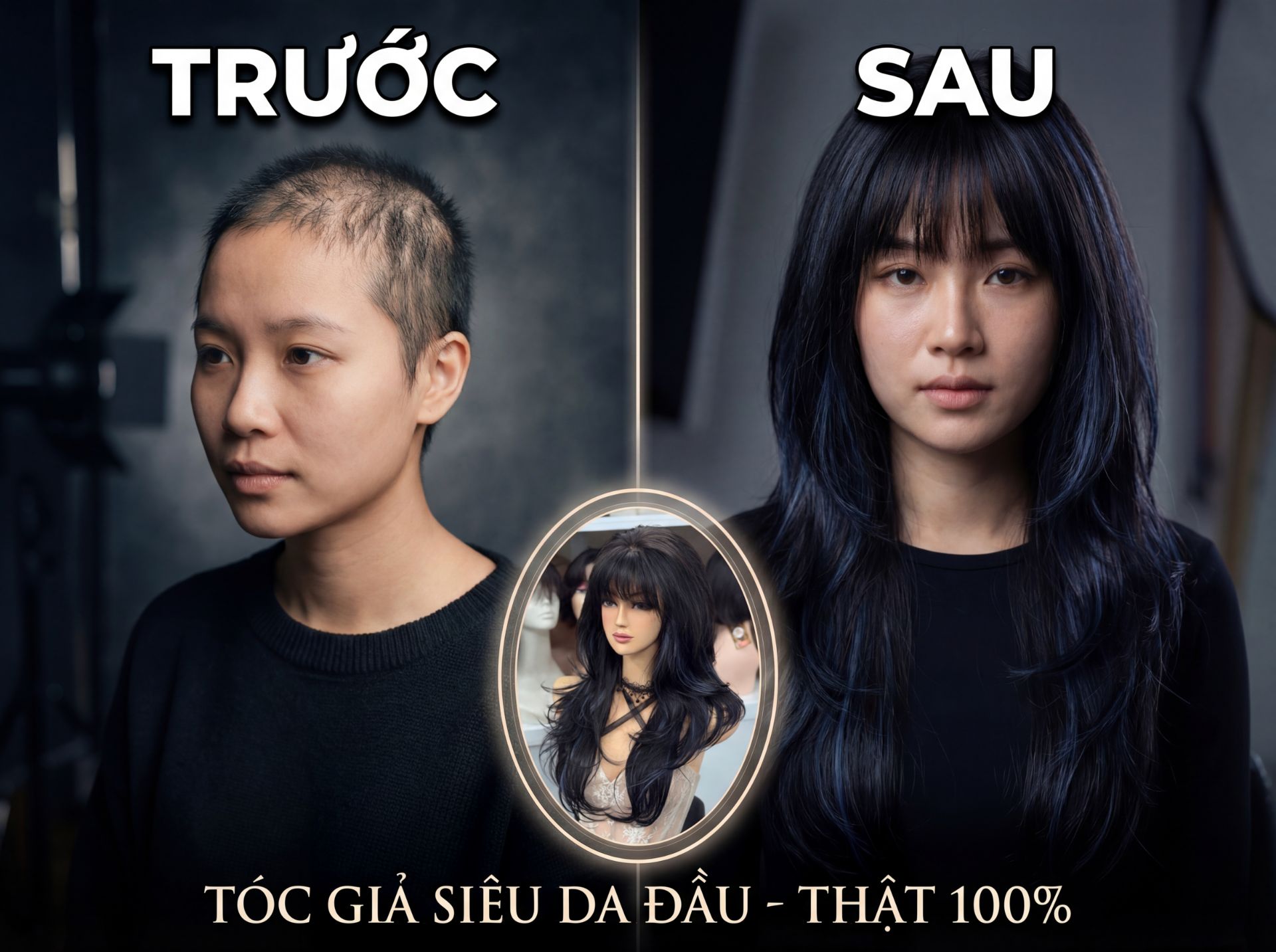 Tóc giả làm từ tóc thật cao cấp - Tóc Á Đông