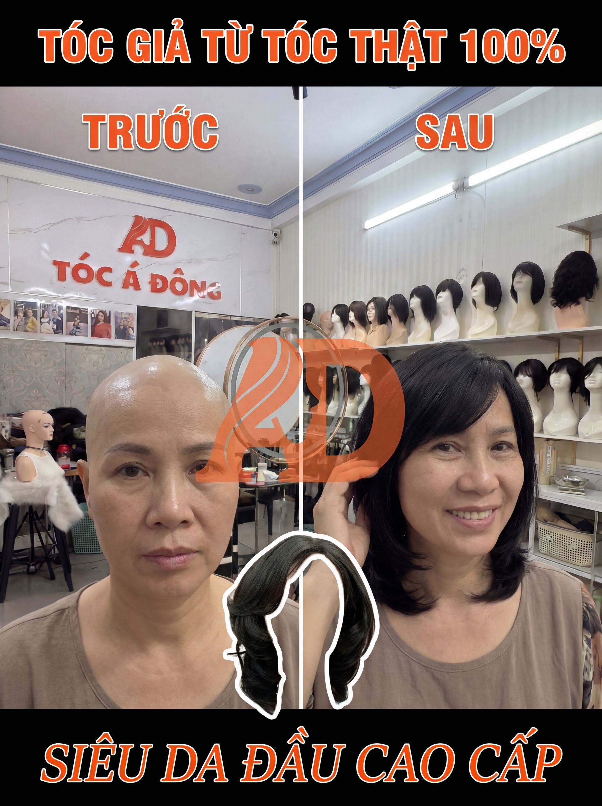 Tóc Giả Nữ Làm Từ Tóc Thật - Tóc Á Đông