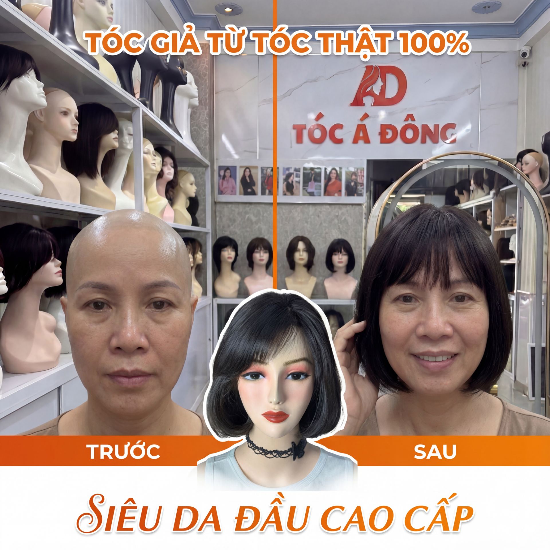 Tóc Giả Nữ Trung Niên - Tóc Á Đông